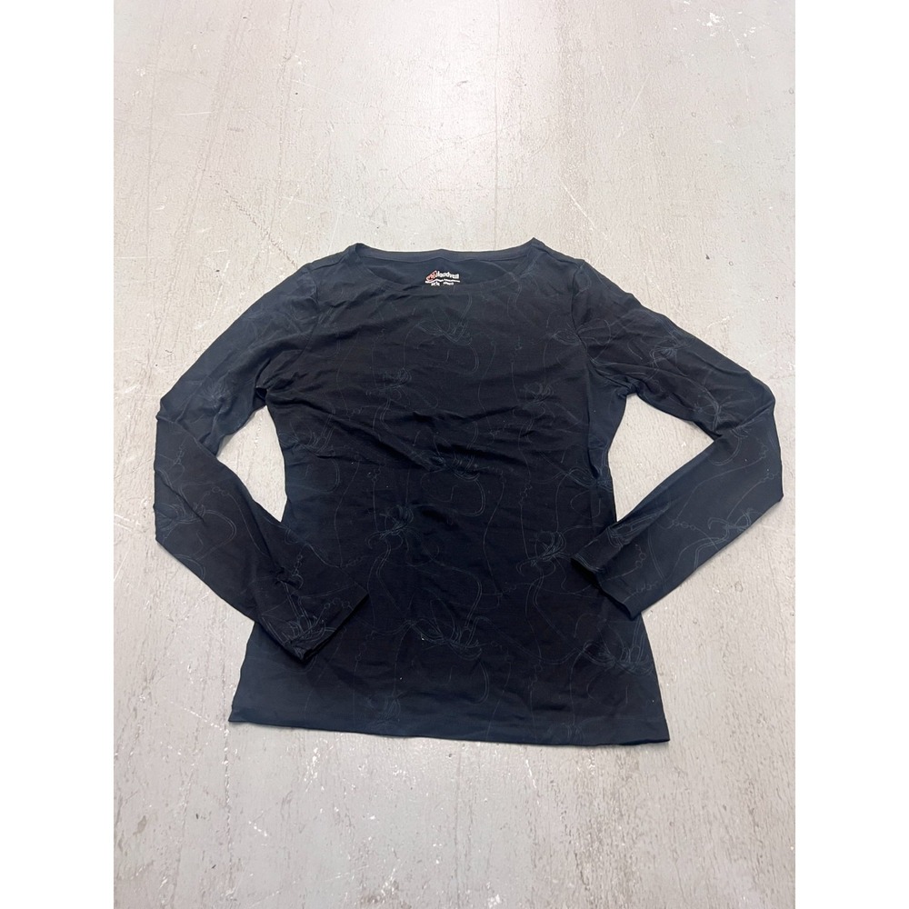 Cloudveil Top Womens Medium Black 100% Merino Wool Abstract Graphic Long Sleeve